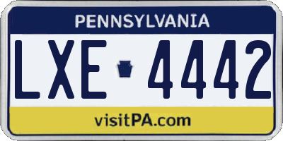PA license plate LXE4442