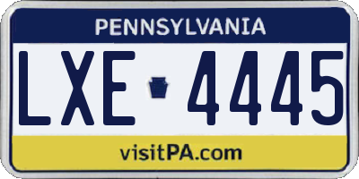 PA license plate LXE4445