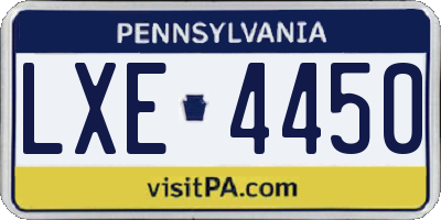 PA license plate LXE4450