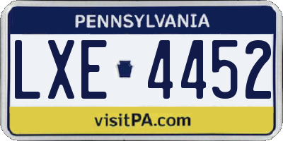 PA license plate LXE4452