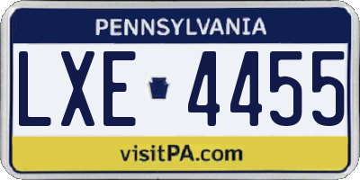 PA license plate LXE4455