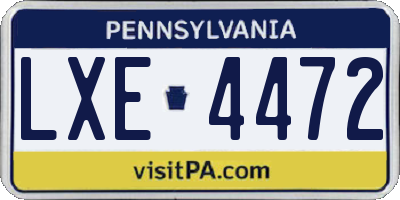 PA license plate LXE4472