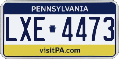 PA license plate LXE4473