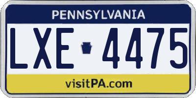 PA license plate LXE4475