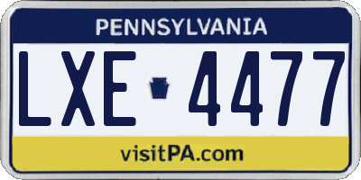 PA license plate LXE4477