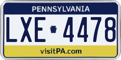 PA license plate LXE4478