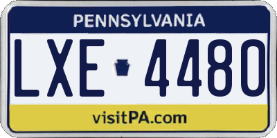 PA license plate LXE4480