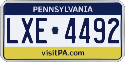 PA license plate LXE4492