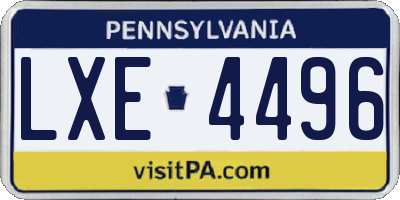 PA license plate LXE4496