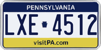 PA license plate LXE4512