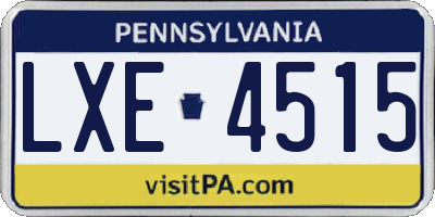 PA license plate LXE4515