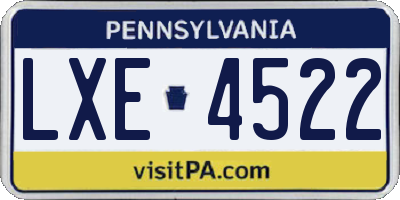 PA license plate LXE4522