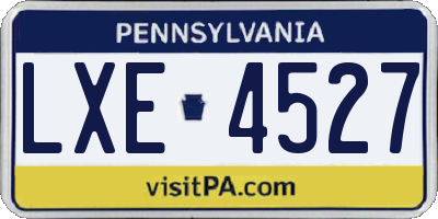 PA license plate LXE4527