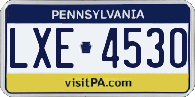 PA license plate LXE4530