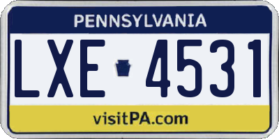 PA license plate LXE4531