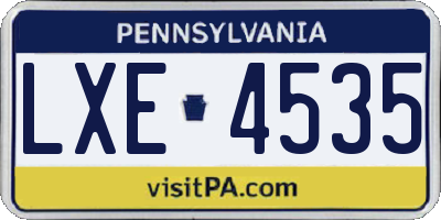 PA license plate LXE4535