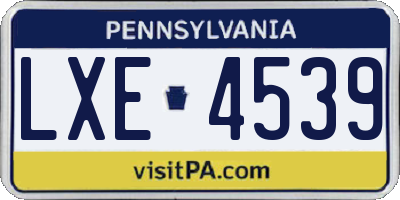 PA license plate LXE4539