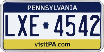 PA license plate LXE4542