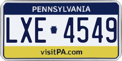 PA license plate LXE4549
