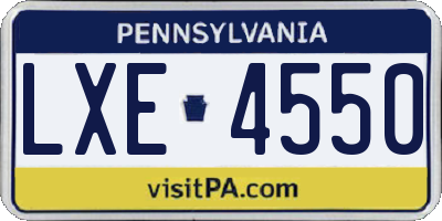 PA license plate LXE4550