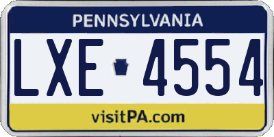 PA license plate LXE4554