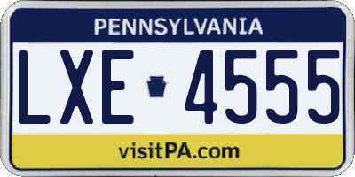 PA license plate LXE4555