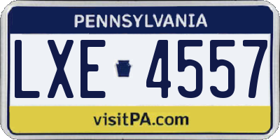 PA license plate LXE4557