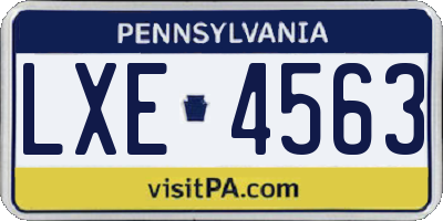 PA license plate LXE4563
