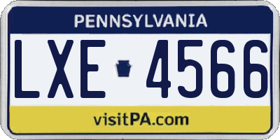PA license plate LXE4566