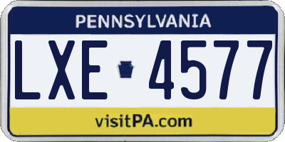 PA license plate LXE4577