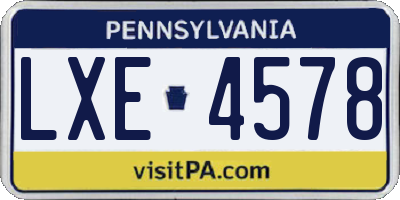PA license plate LXE4578