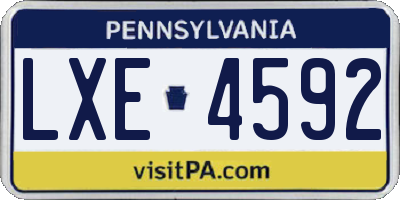 PA license plate LXE4592