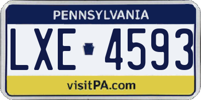 PA license plate LXE4593