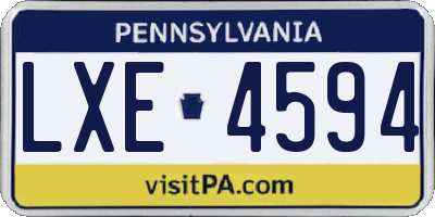 PA license plate LXE4594