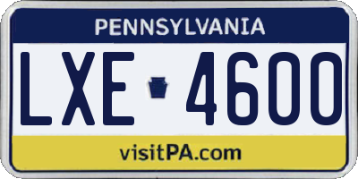 PA license plate LXE4600