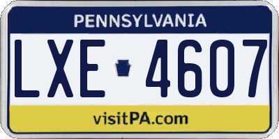 PA license plate LXE4607
