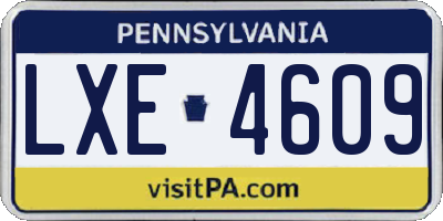 PA license plate LXE4609