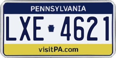 PA license plate LXE4621