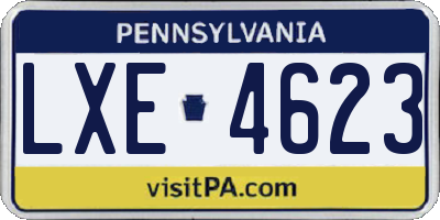 PA license plate LXE4623
