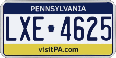 PA license plate LXE4625