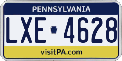 PA license plate LXE4628