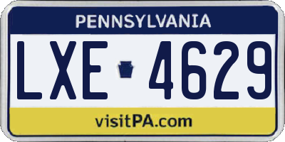PA license plate LXE4629