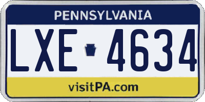 PA license plate LXE4634