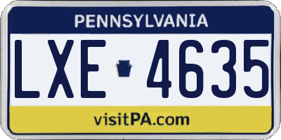 PA license plate LXE4635