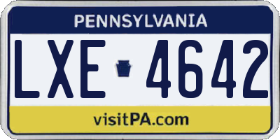 PA license plate LXE4642