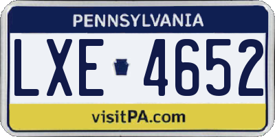 PA license plate LXE4652