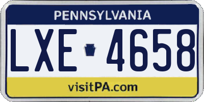 PA license plate LXE4658