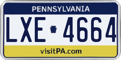 PA license plate LXE4664