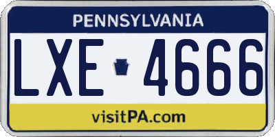 PA license plate LXE4666