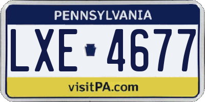 PA license plate LXE4677
